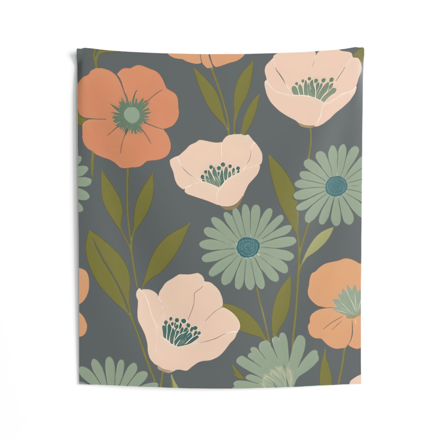Floral Indoor Wall Tapestry, Boho Home Decor, Living Room Wall Art, Flower Wall Hanging, Cozy Bedroom Decoration