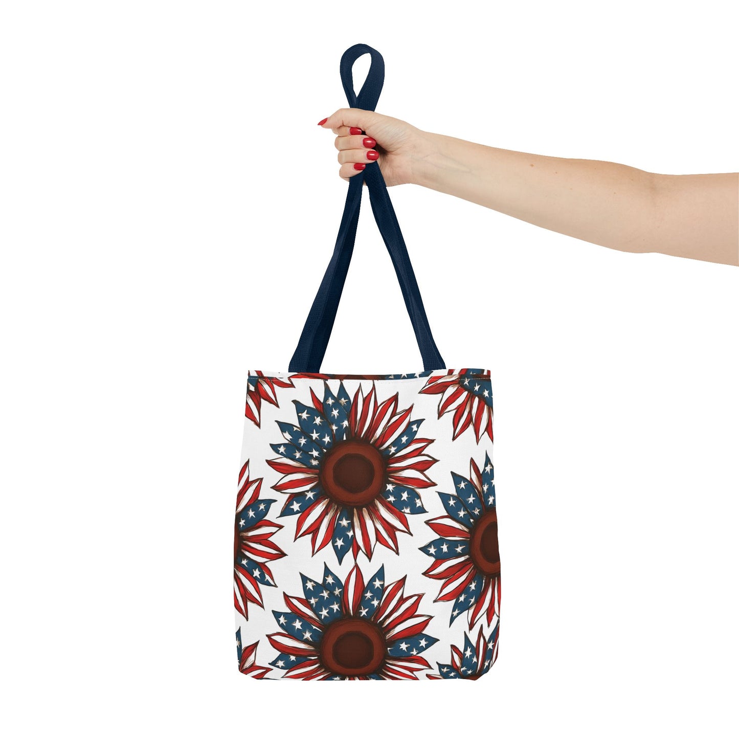 Patriotic Sunflower Tote Bag, Floral Beach Bag, Summer Shopping Tote, Gift for Her, USA Theme Accessories, Fourth of July Decor