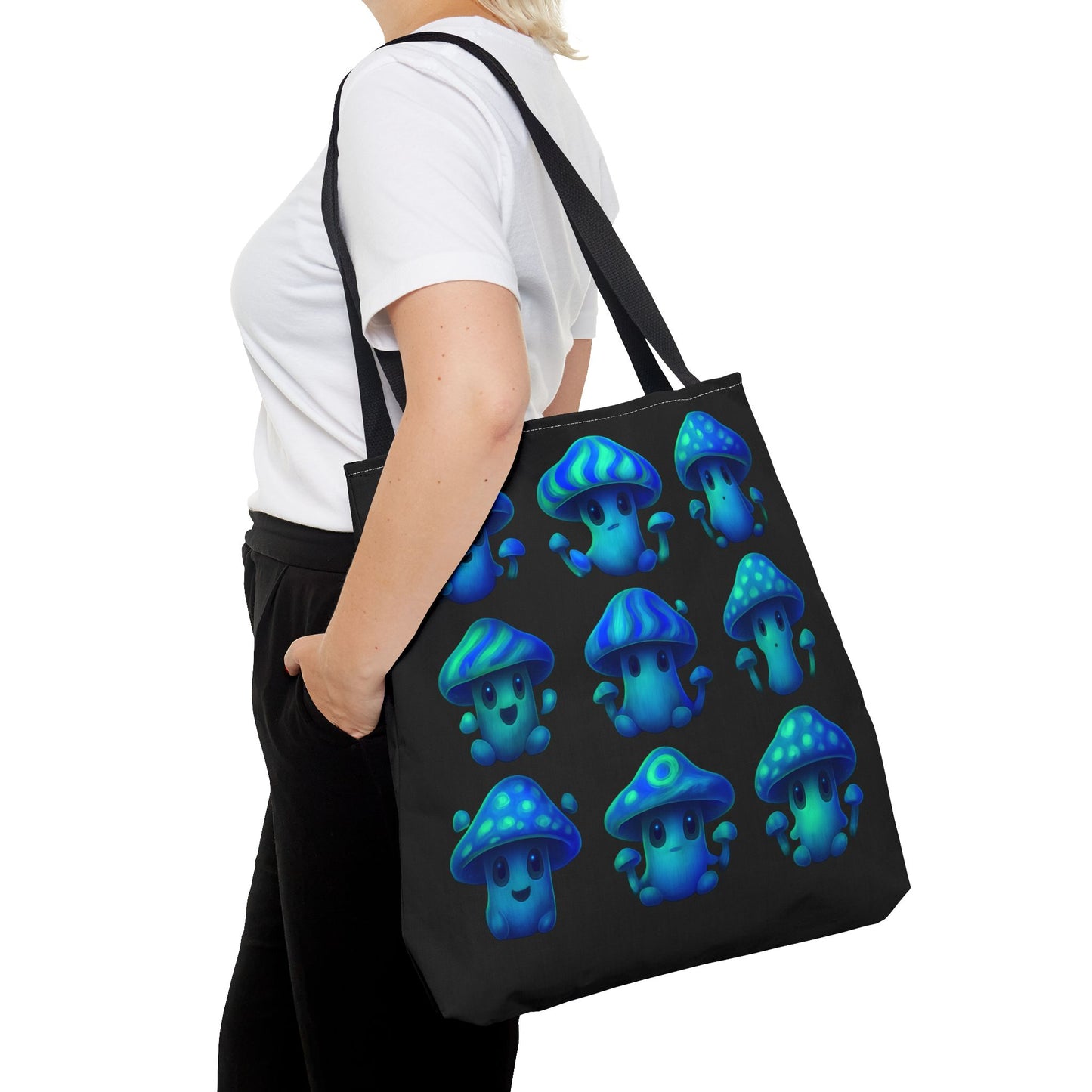 Blue Neon Mushroom Tote Bag – Bold, Trippy, and Perfectly Unique