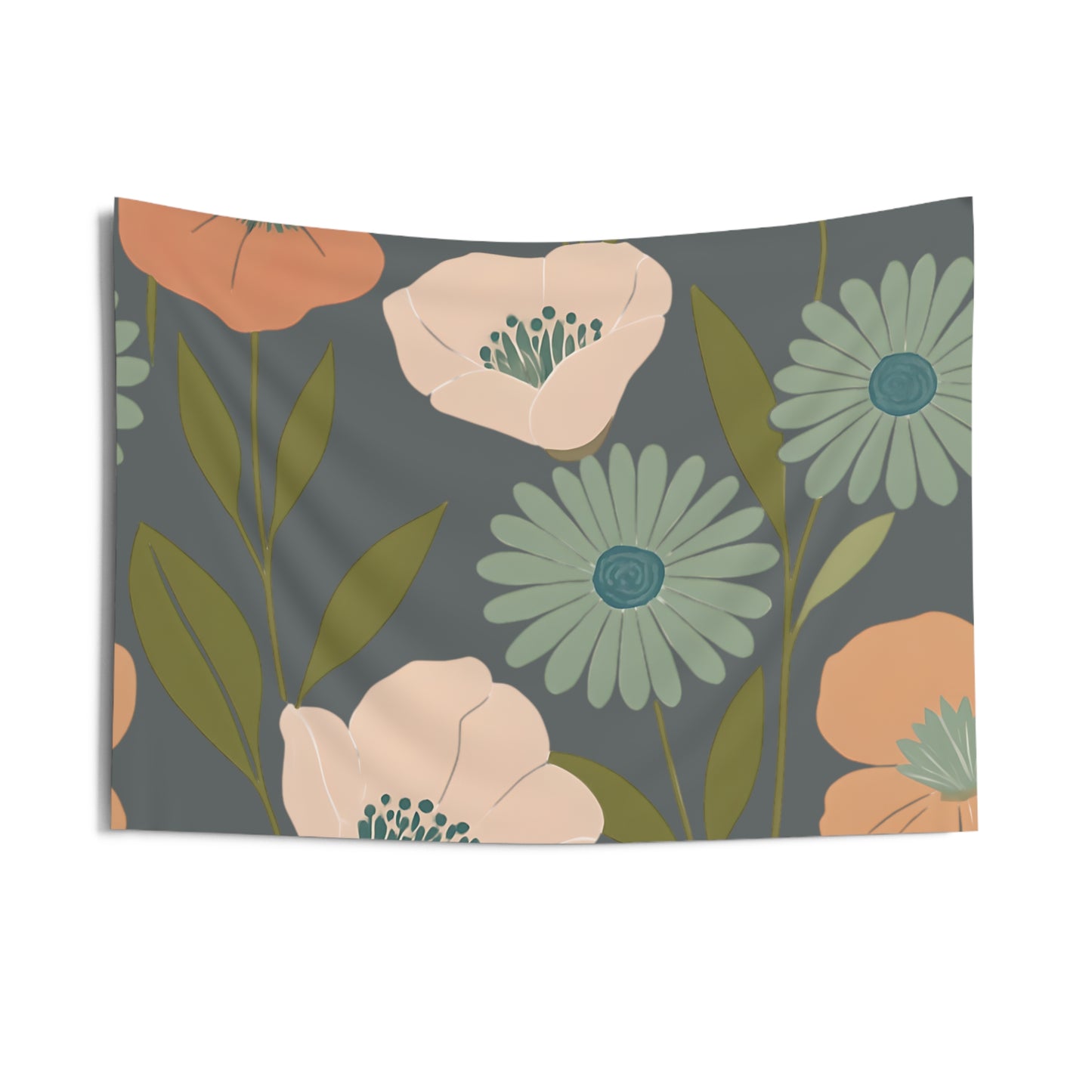 Floral Indoor Wall Tapestry, Boho Home Decor, Living Room Wall Art, Flower Wall Hanging, Cozy Bedroom Decoration