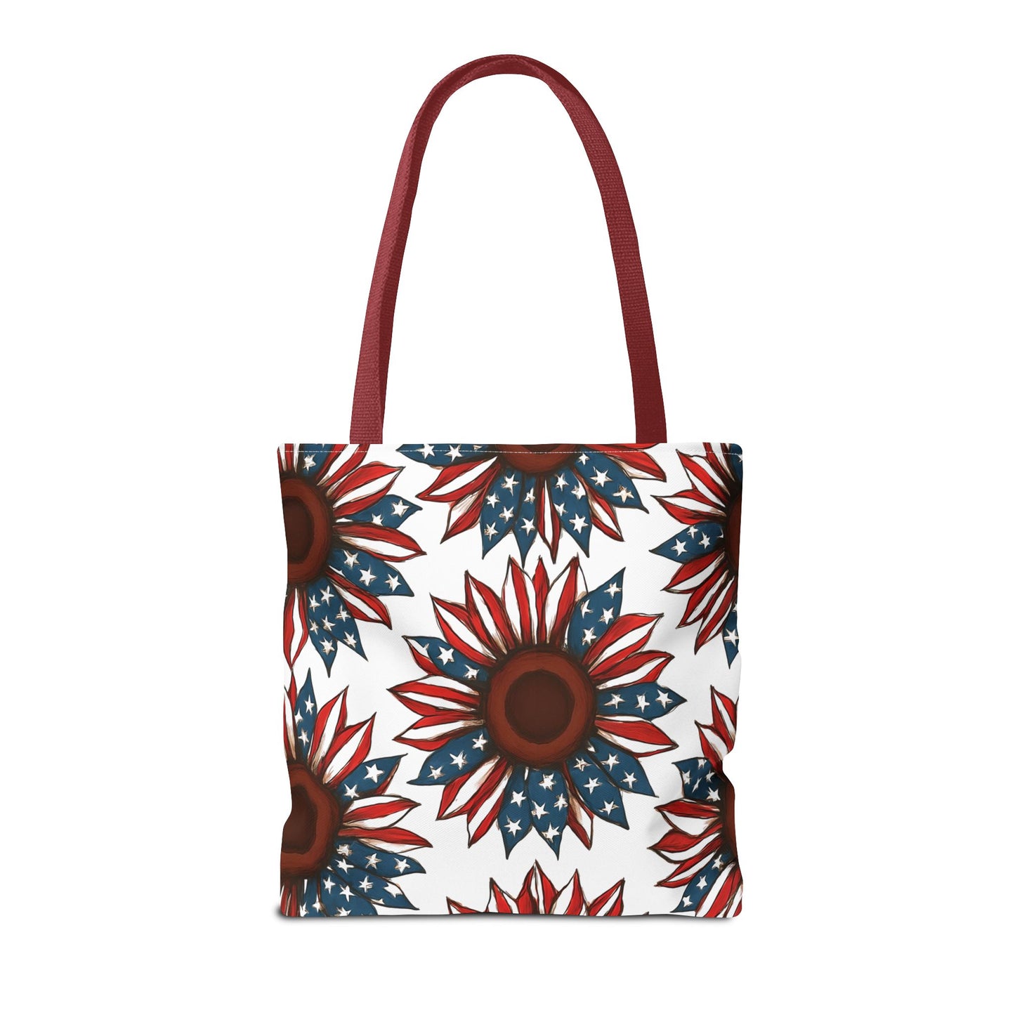 Patriotic Sunflower Tote Bag, Floral Beach Bag, Summer Shopping Tote, Gift for Her, USA Theme Accessories, Fourth of July Decor