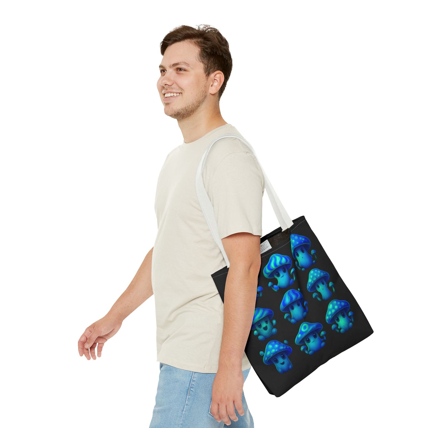 Blue Neon Mushroom Tote Bag – Bold, Trippy, and Perfectly Unique