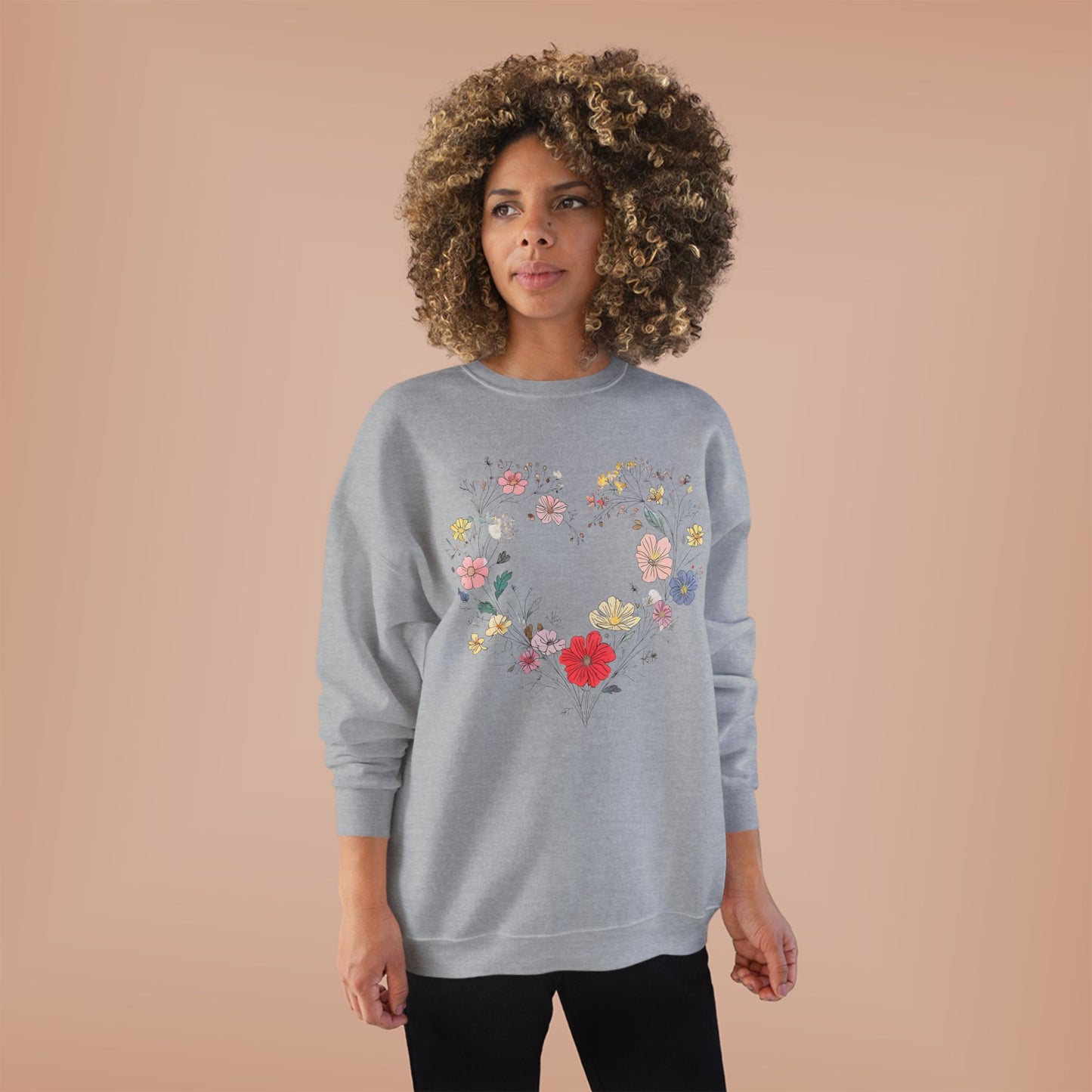 Floral Heart Eco-Friendly Crewneck Sweatshirt | Unisex
