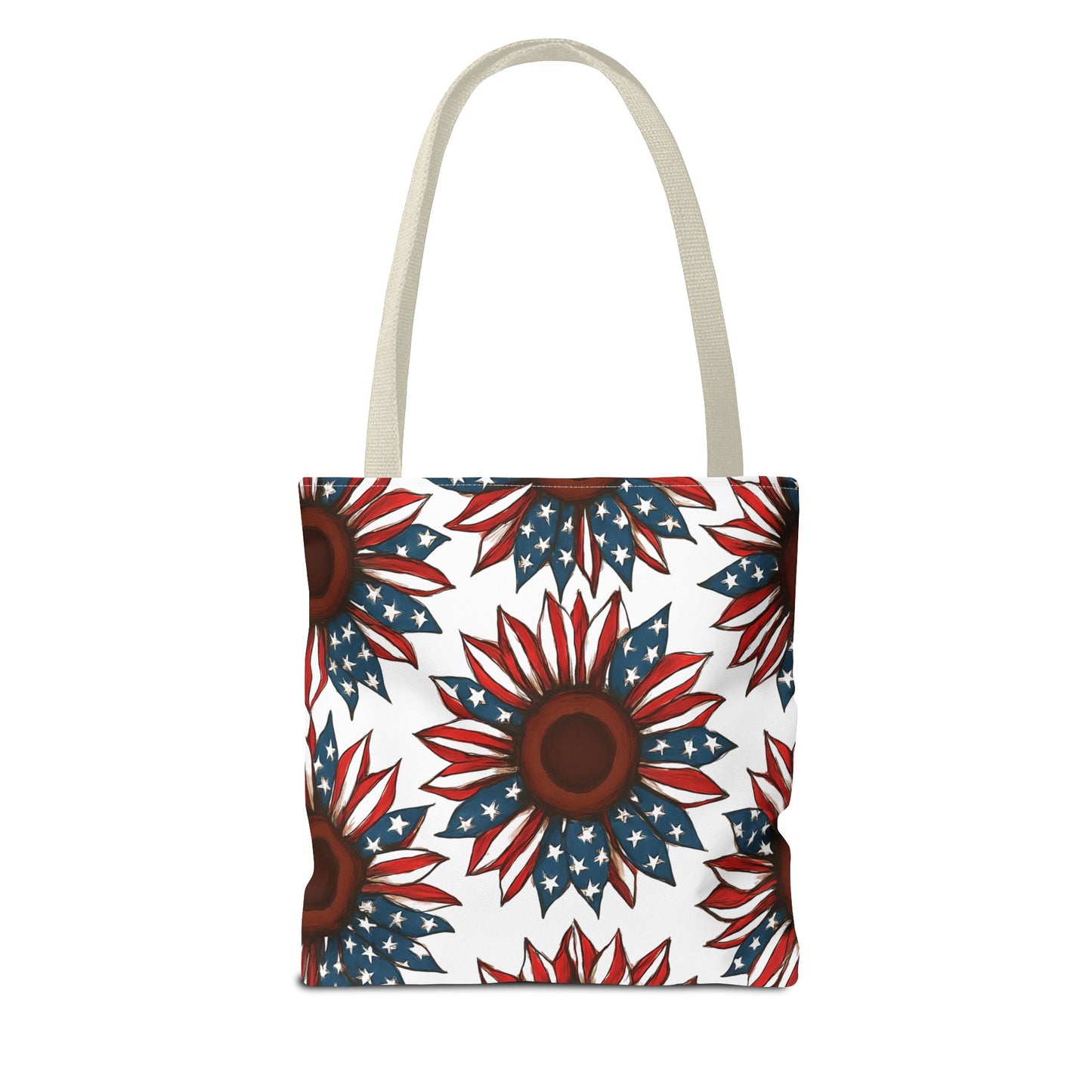 Patriotic Sunflower Tote Bag, Floral Beach Bag, Summer Shopping Tote, Gift for Her, USA Theme Accessories, Fourth of July Decor