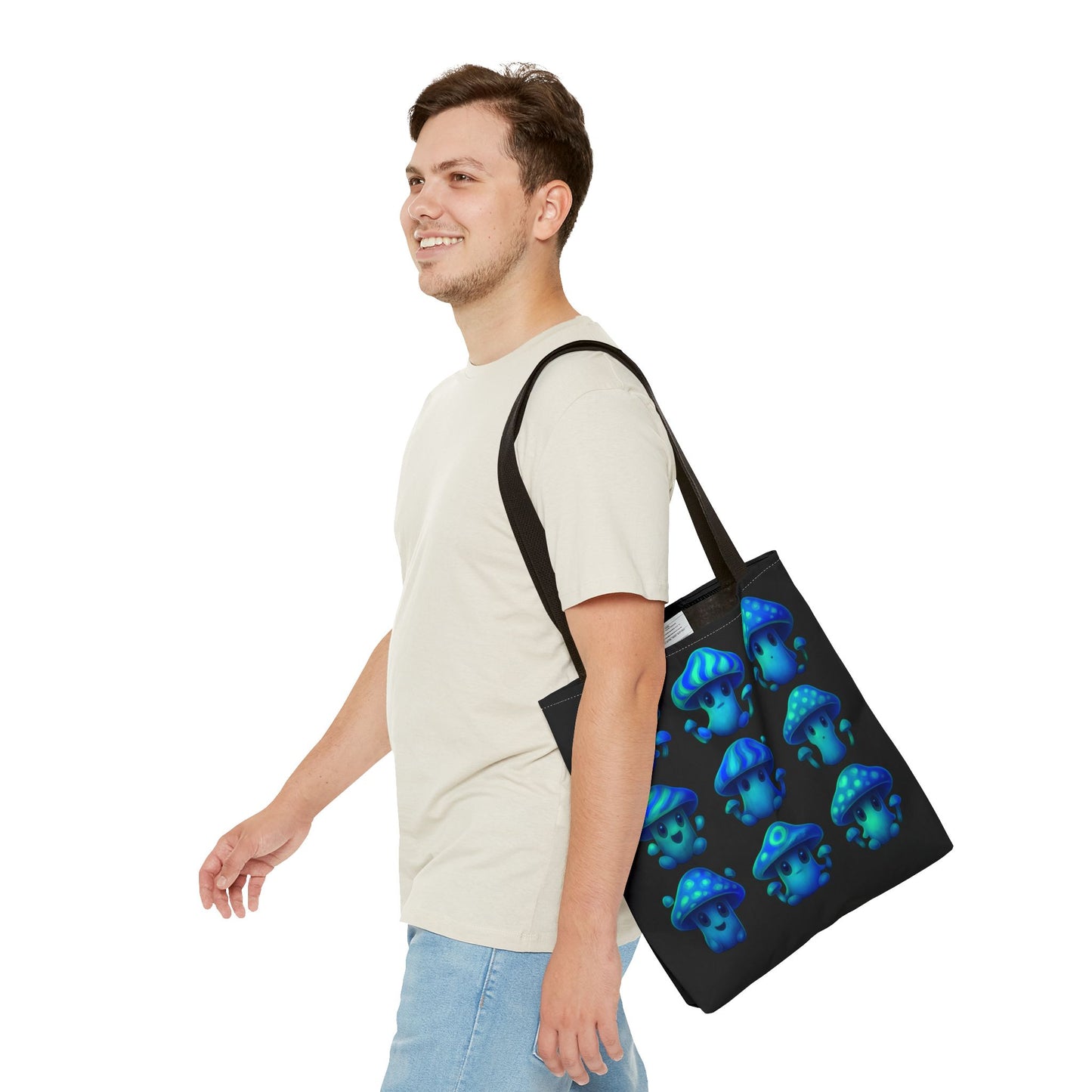 Blue Neon Mushroom Tote Bag – Bold, Trippy, and Perfectly Unique