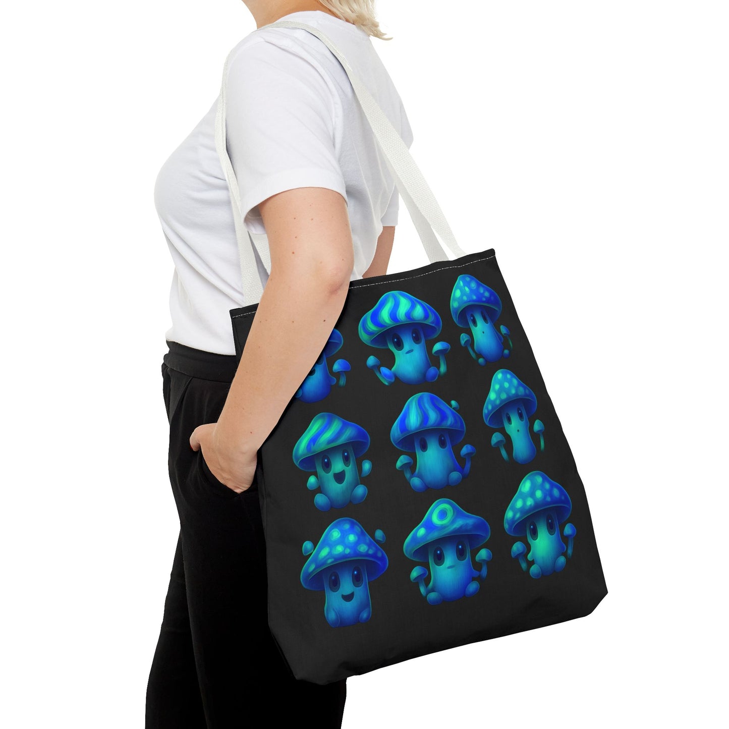 Blue Neon Mushroom Tote Bag – Bold, Trippy, and Perfectly Unique