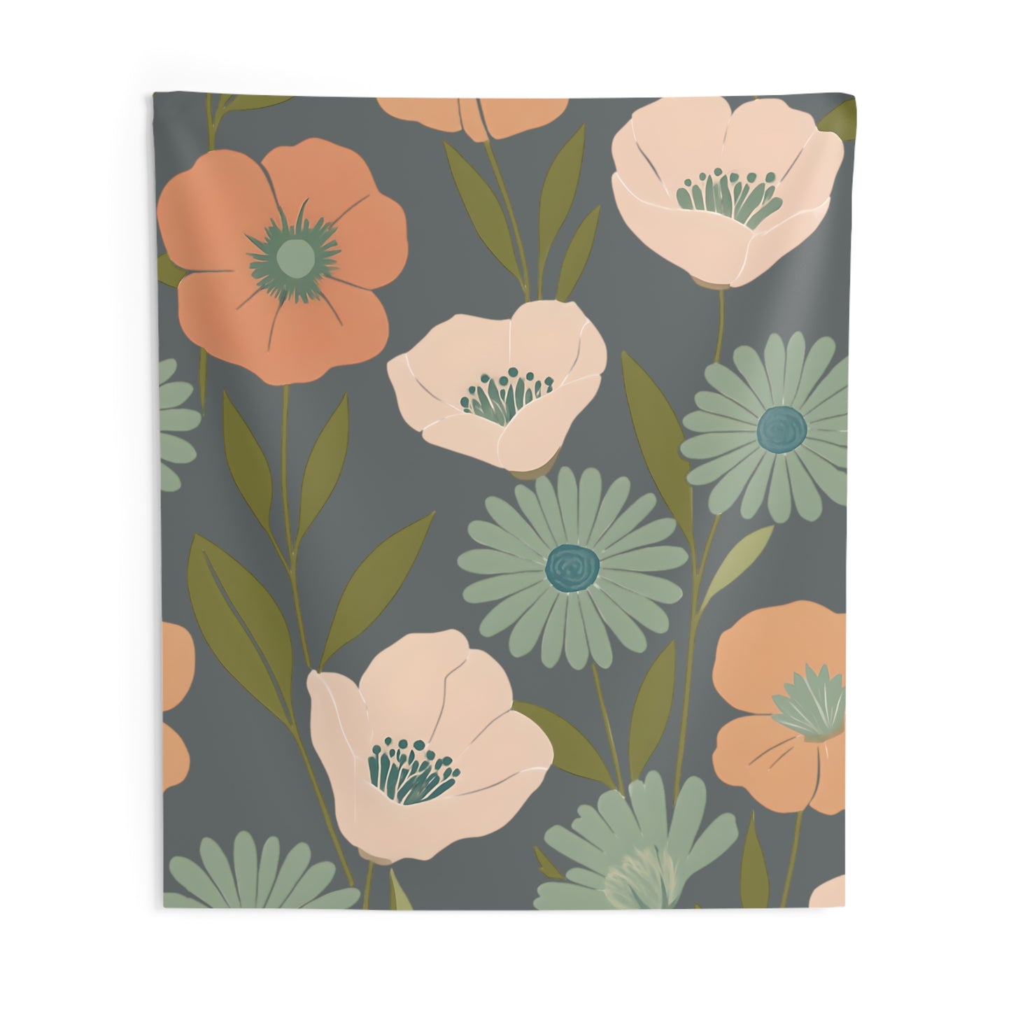Floral Indoor Wall Tapestry, Boho Home Decor, Living Room Wall Art, Flower Wall Hanging, Cozy Bedroom Decoration
