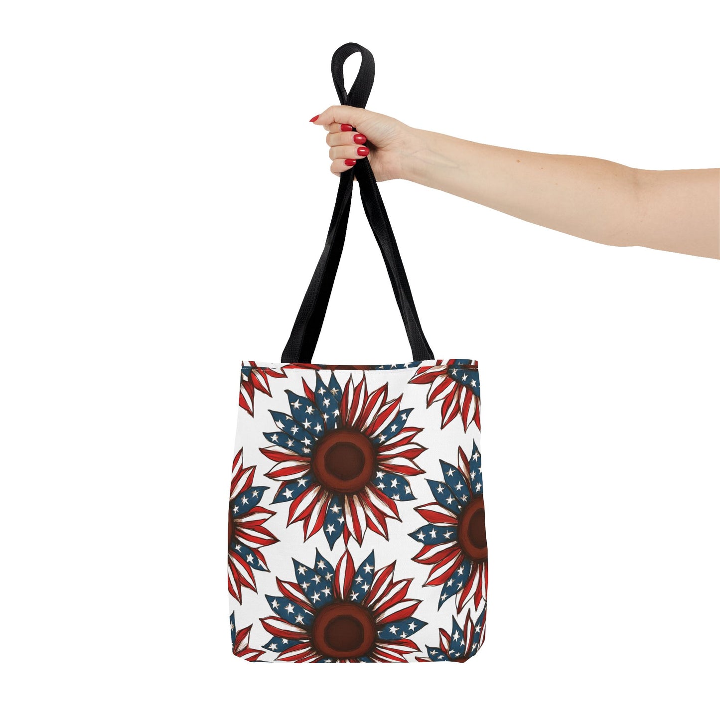Patriotic Sunflower Tote Bag, Floral Beach Bag, Summer Shopping Tote, Gift for Her, USA Theme Accessories, Fourth of July Decor