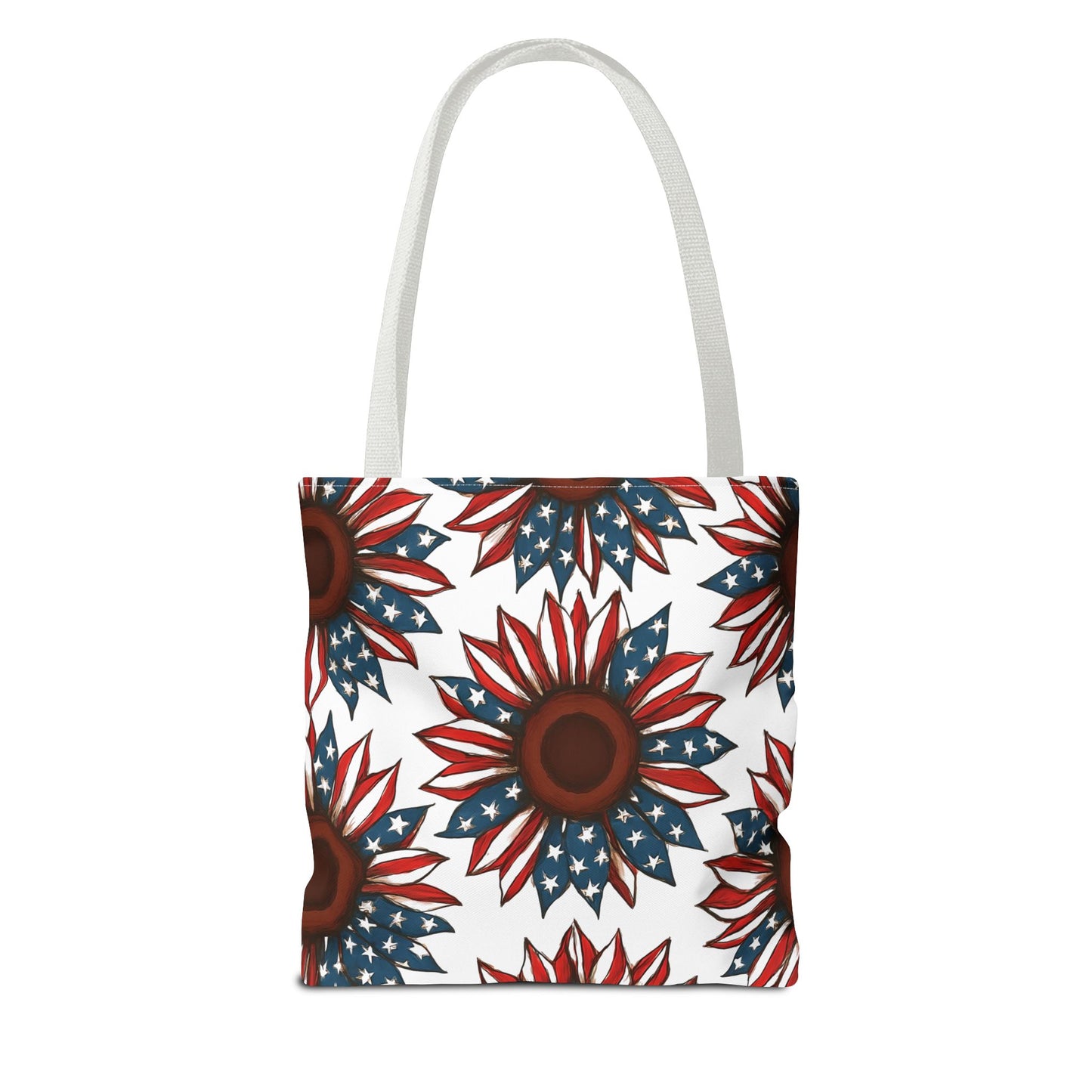 Patriotic Sunflower Tote Bag, Floral Beach Bag, Summer Shopping Tote, Gift for Her, USA Theme Accessories, Fourth of July Decor
