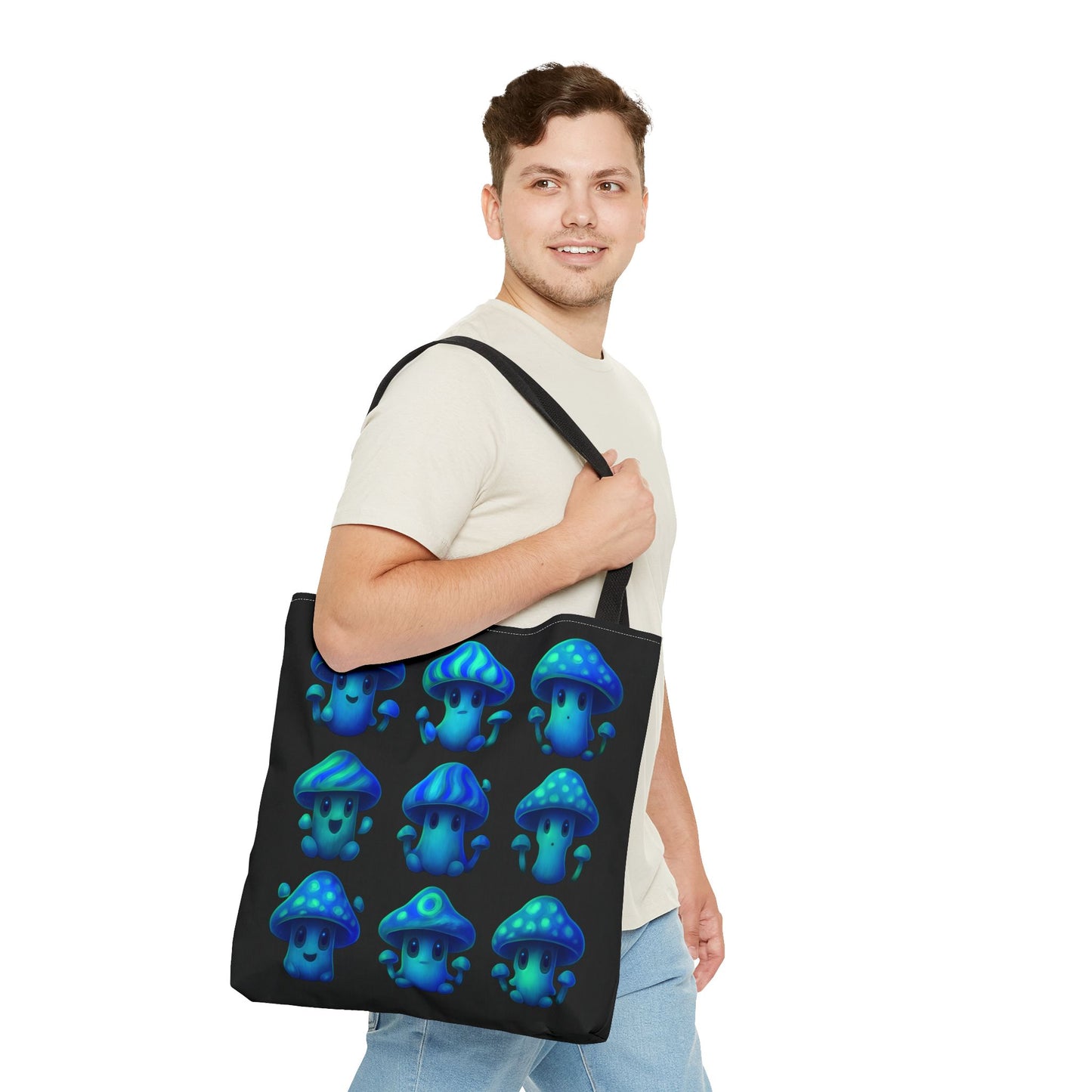 Blue Neon Mushroom Tote Bag – Bold, Trippy, and Perfectly Unique
