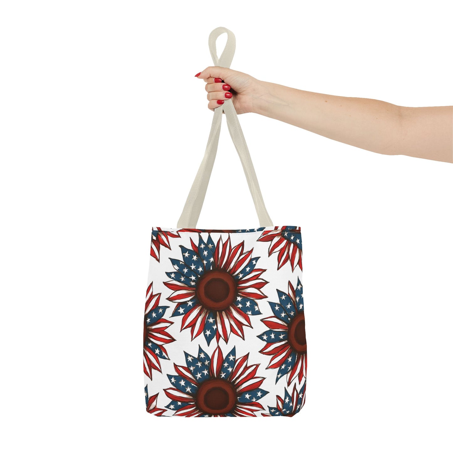 Patriotic Sunflower Tote Bag, Floral Beach Bag, Summer Shopping Tote, Gift for Her, USA Theme Accessories, Fourth of July Decor