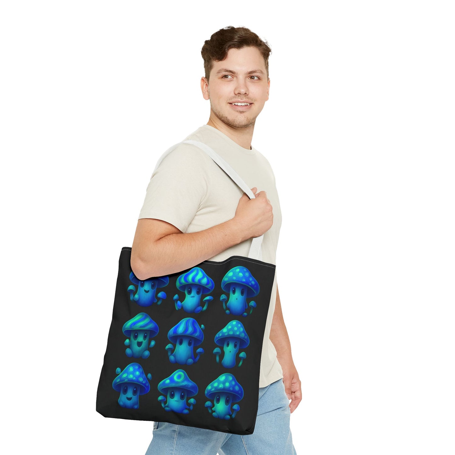 Blue Neon Mushroom Tote Bag – Bold, Trippy, and Perfectly Unique