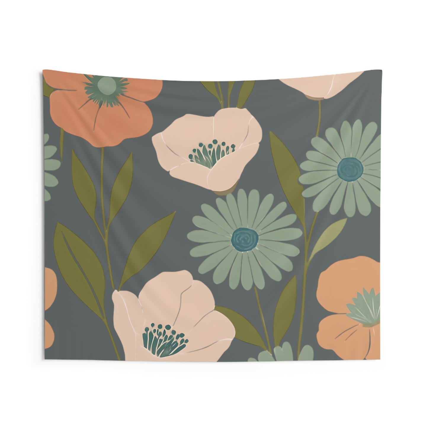 Floral Indoor Wall Tapestry, Boho Home Decor, Living Room Wall Art, Flower Wall Hanging, Cozy Bedroom Decoration