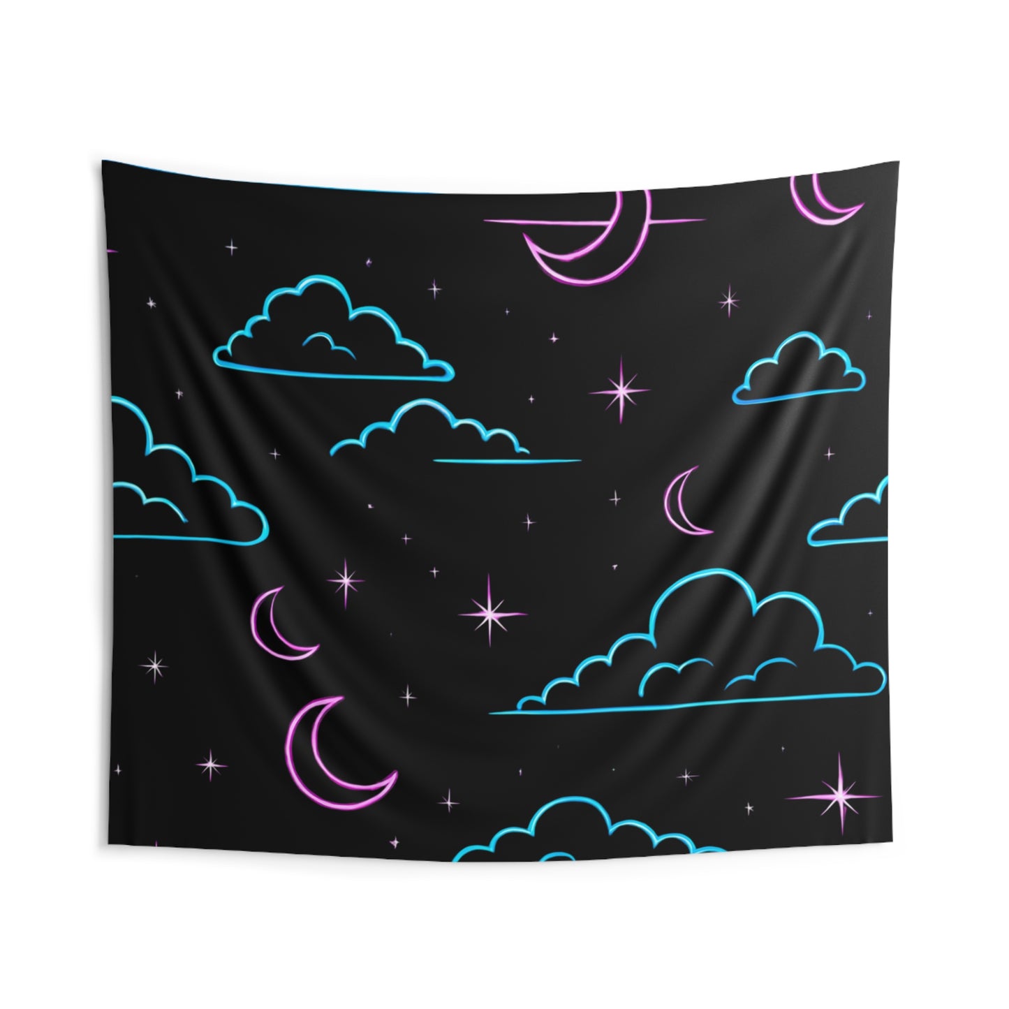 Celestial Cloud Wall Tapestry - Dreamy Decor, Bohemian Home, Starry Night Art, Bedroom Aesthetic, Festival Wall Hanging