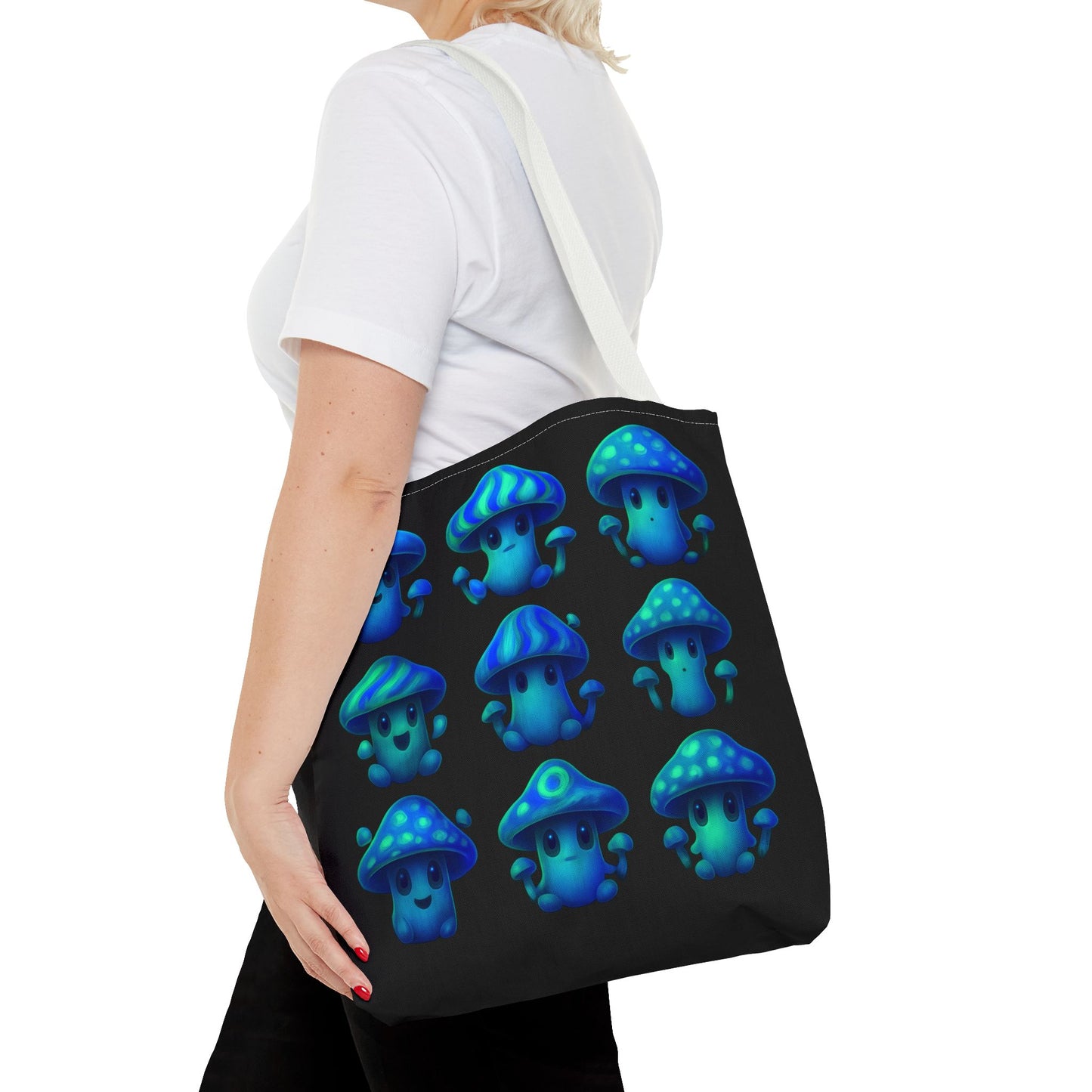 Blue Neon Mushroom Tote Bag – Bold, Trippy, and Perfectly Unique