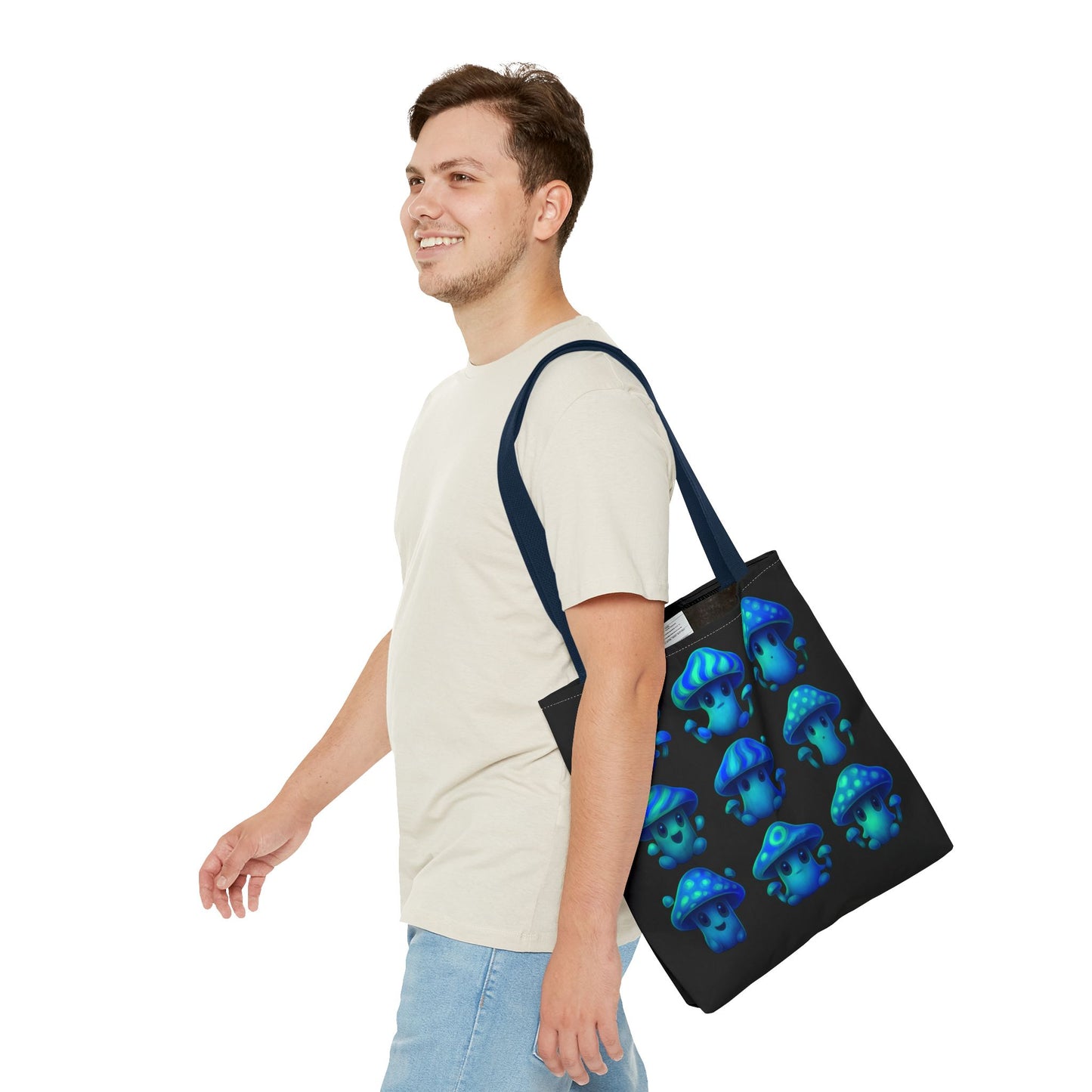 Blue Neon Mushroom Tote Bag – Bold, Trippy, and Perfectly Unique