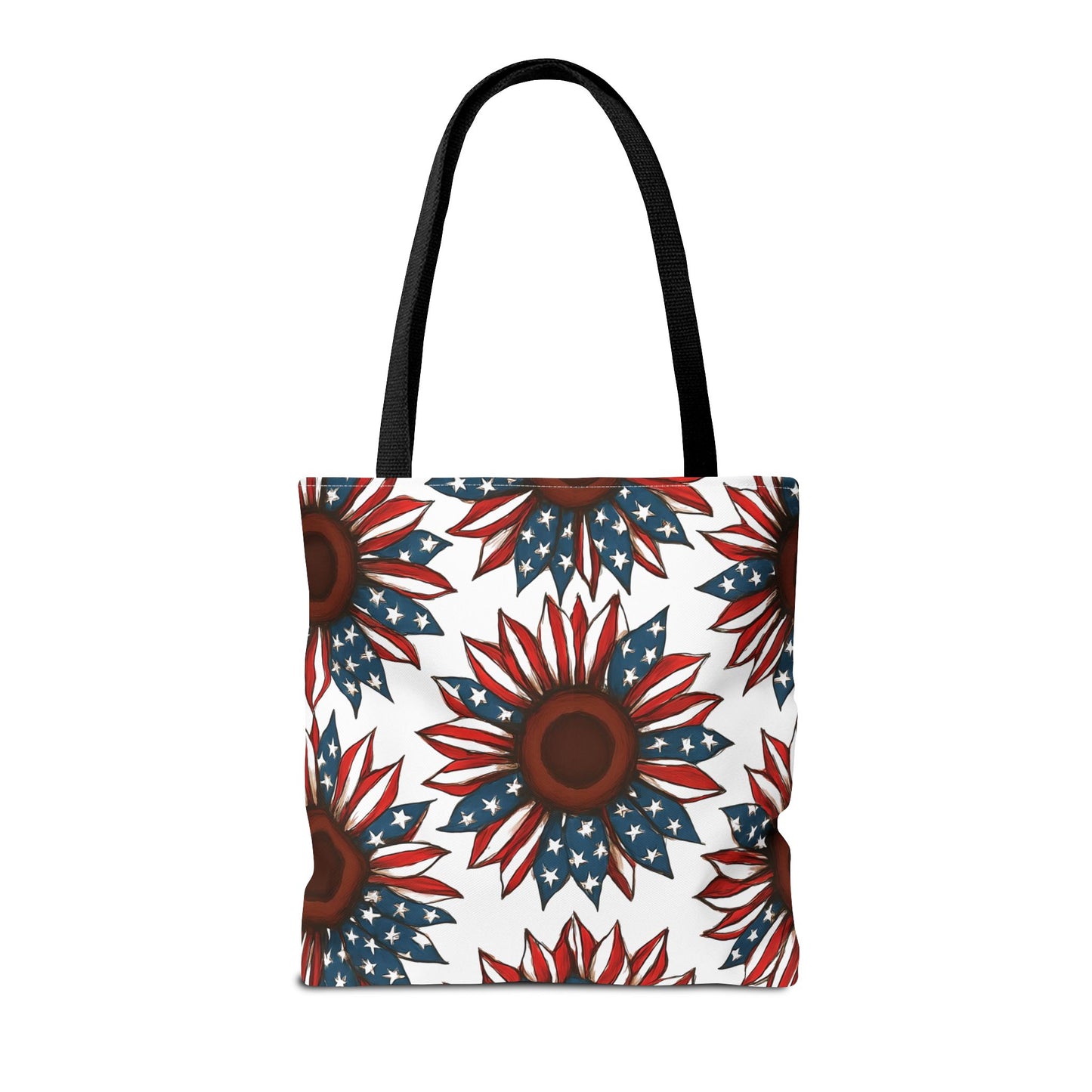 Patriotic Sunflower Tote Bag, Floral Beach Bag, Summer Shopping Tote, Gift for Her, USA Theme Accessories, Fourth of July Decor