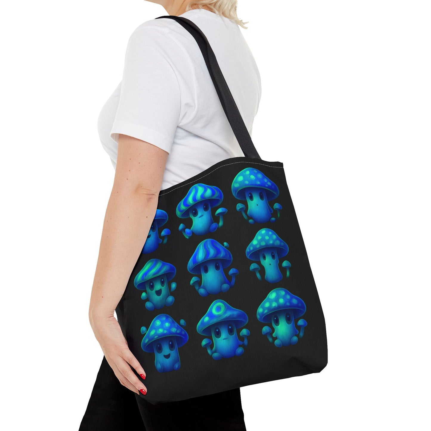 Blue Neon Mushroom Tote Bag – Bold, Trippy, and Perfectly Unique