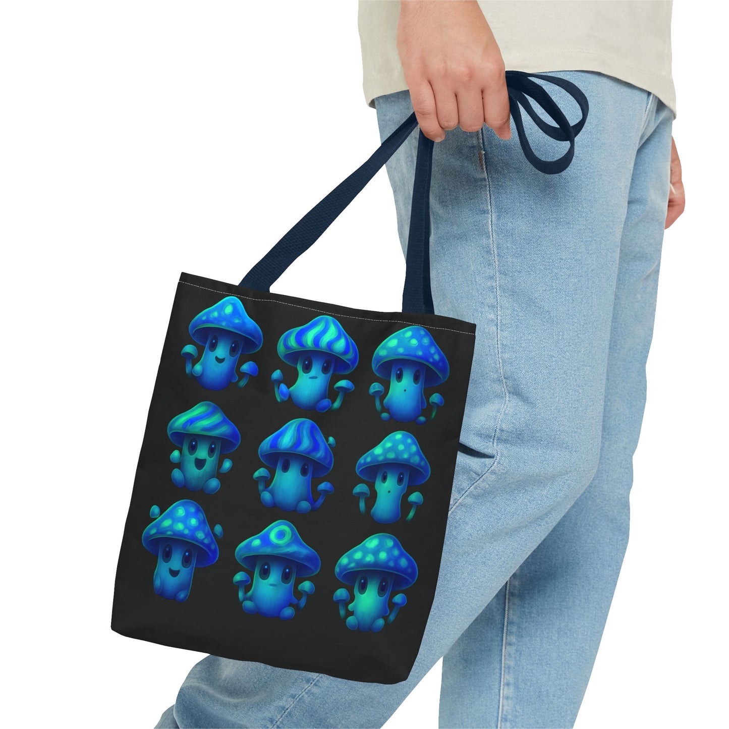 Blue Neon Mushroom Tote Bag – Bold, Trippy, and Perfectly Unique