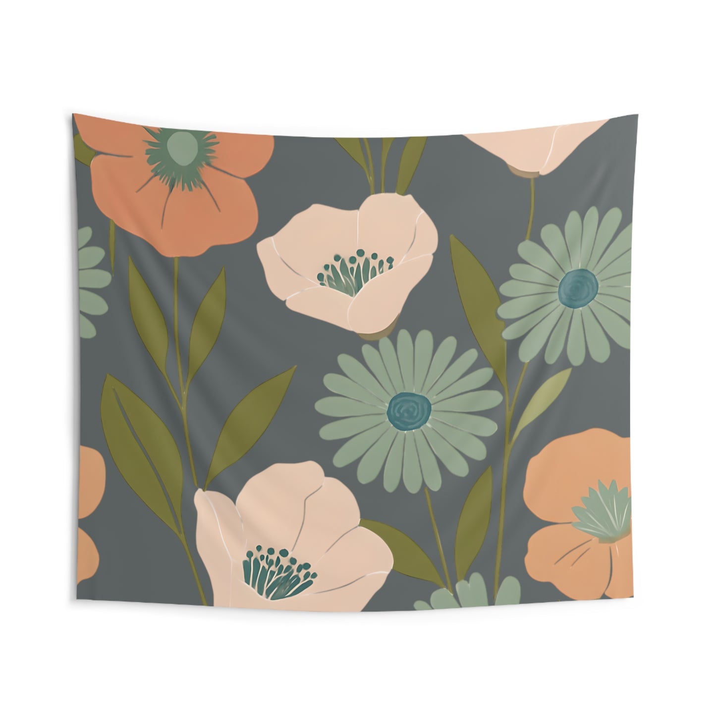 Floral Indoor Wall Tapestry, Boho Home Decor, Living Room Wall Art, Flower Wall Hanging, Cozy Bedroom Decoration