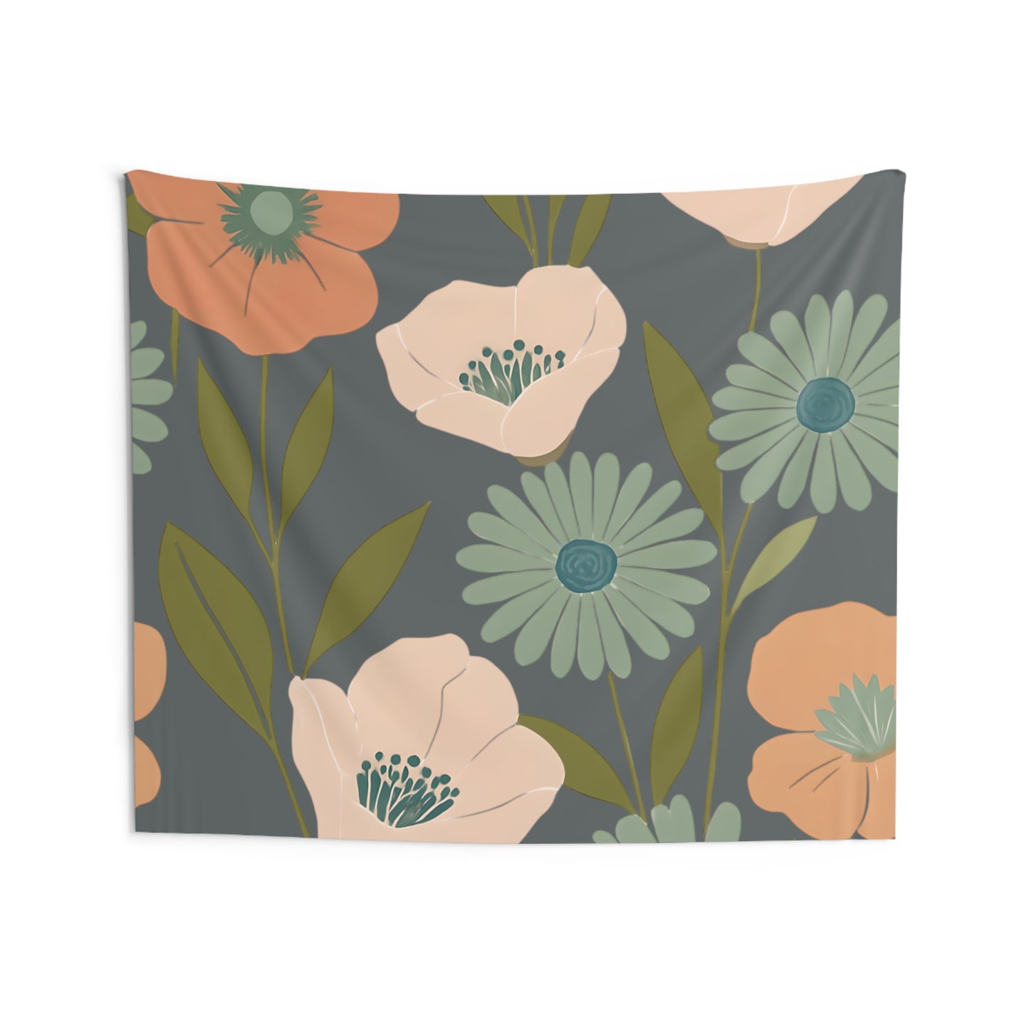 Floral Indoor Wall Tapestry, Boho Home Decor, Living Room Wall Art, Flower Wall Hanging, Cozy Bedroom Decoration