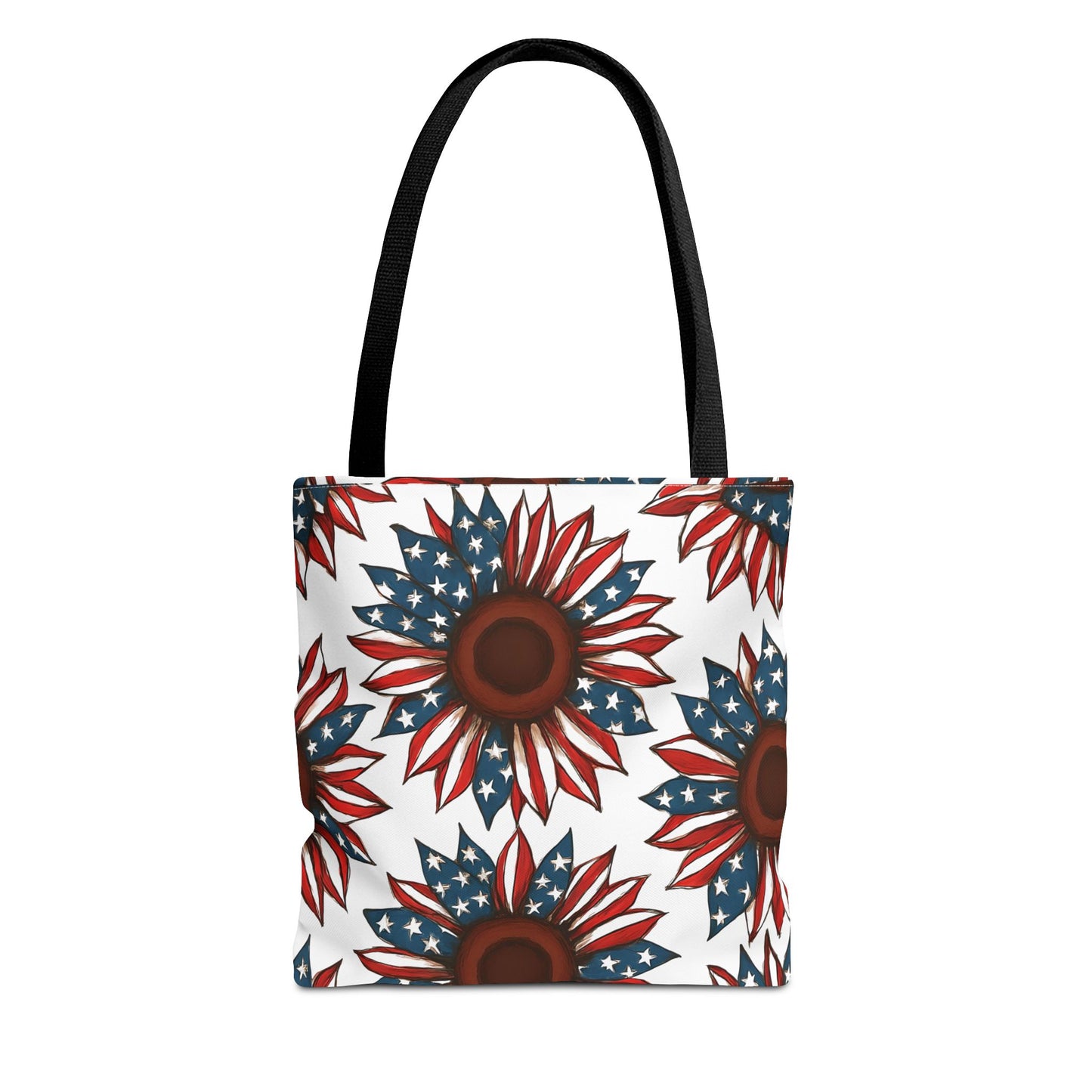 Patriotic Sunflower Tote Bag, Floral Beach Bag, Summer Shopping Tote, Gift for Her, USA Theme Accessories, Fourth of July Decor