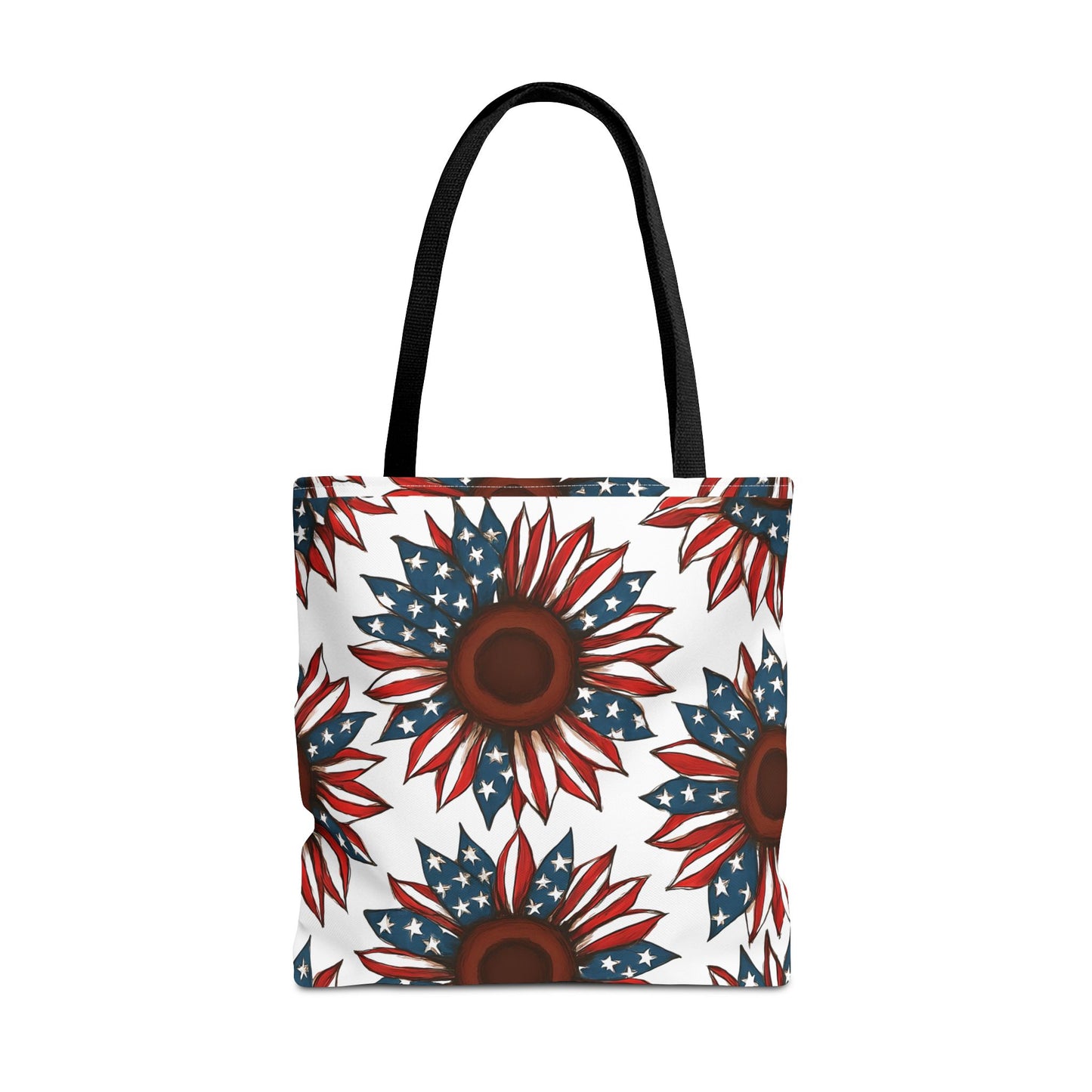 Patriotic Sunflower Tote Bag, Floral Beach Bag, Summer Shopping Tote, Gift for Her, USA Theme Accessories, Fourth of July Decor