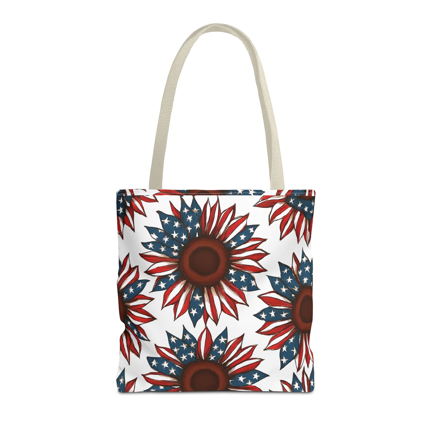 Patriotic Sunflower Tote Bag, Floral Beach Bag, Summer Shopping Tote, Gift for Her, USA Theme Accessories, Fourth of July Decor
