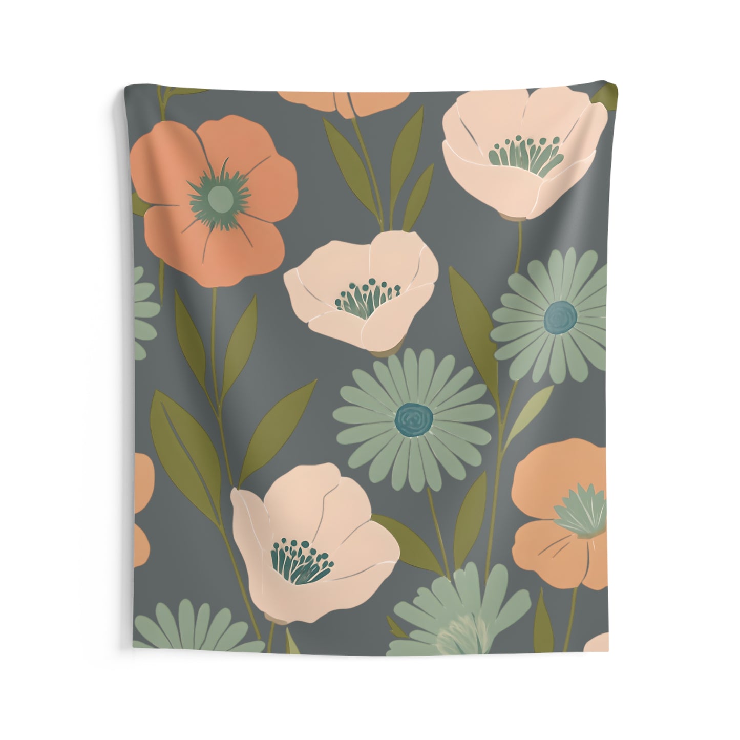 Floral Indoor Wall Tapestry, Boho Home Decor, Living Room Wall Art, Flower Wall Hanging, Cozy Bedroom Decoration