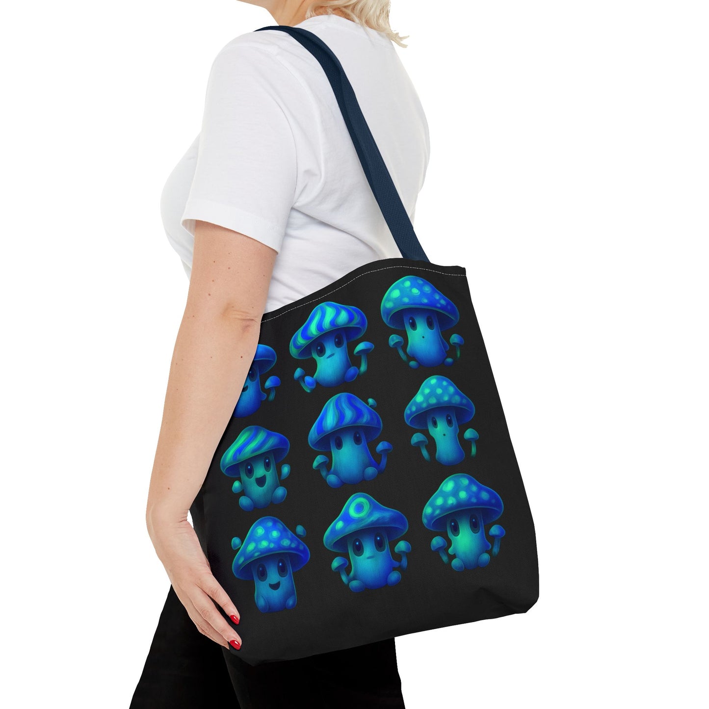 Blue Neon Mushroom Tote Bag – Bold, Trippy, and Perfectly Unique