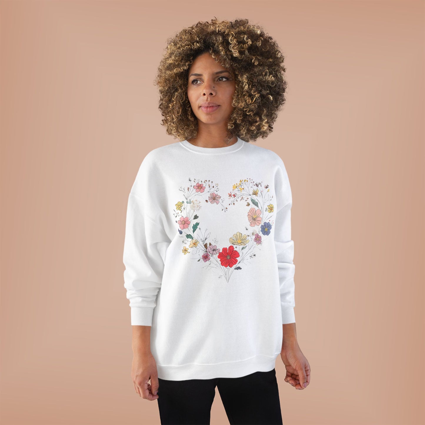 Floral Heart Eco-Friendly Crewneck Sweatshirt | Unisex