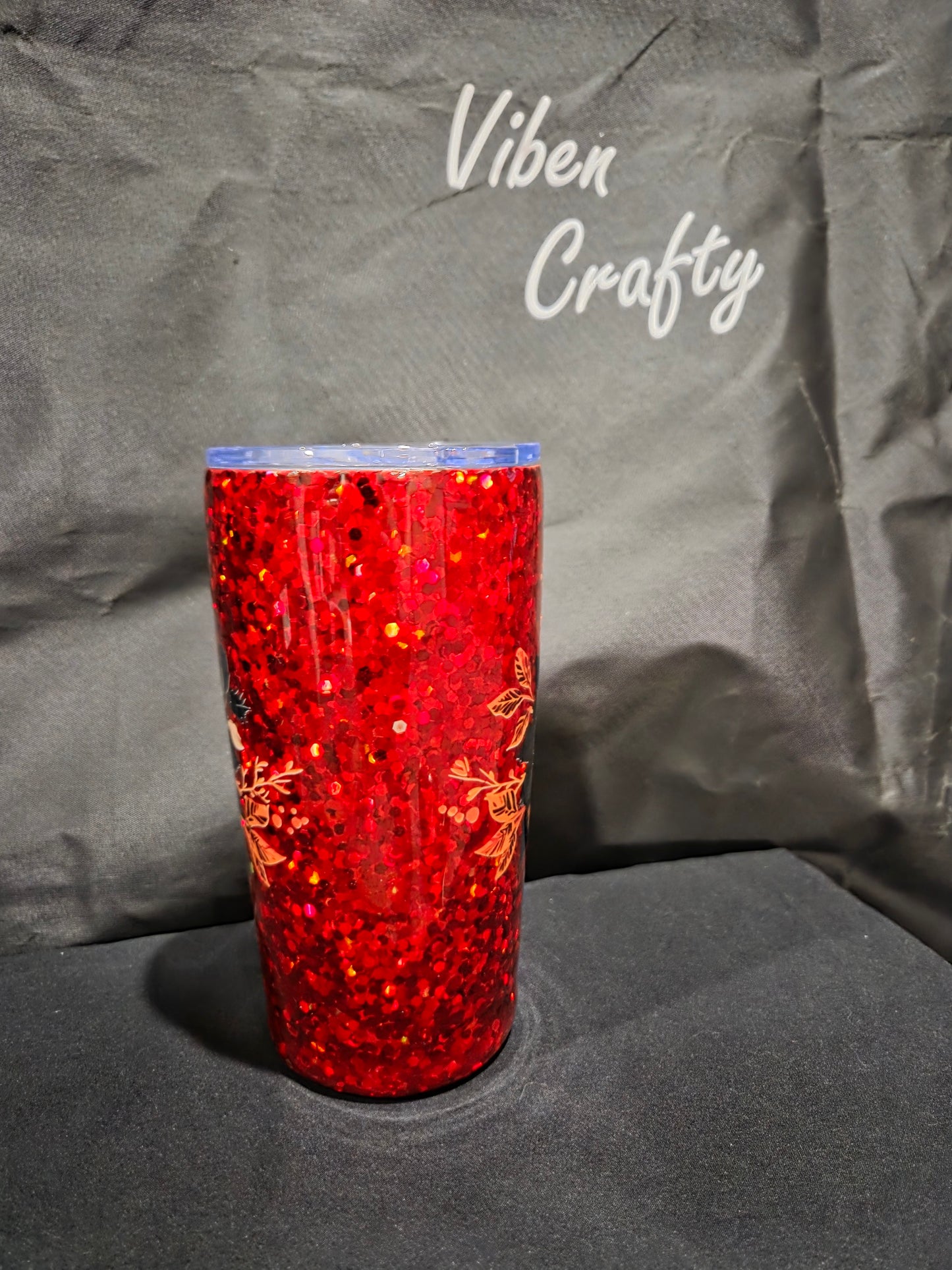 20 oz Stainless Steel Red Sunflower/Skull cup