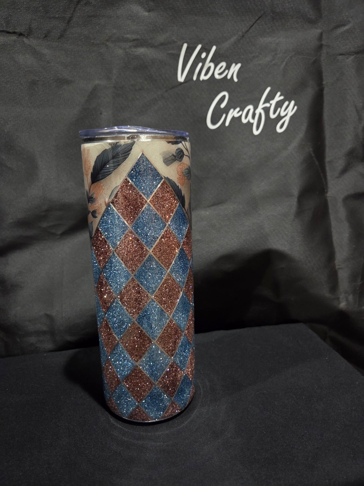 20 Oz Stainless Steel Blue/Rose gold flower cup