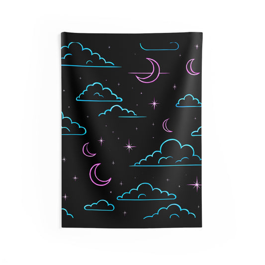 Celestial Cloud Wall Tapestry - Dreamy Decor, Bohemian Home, Starry Night Art, Bedroom Aesthetic, Festival Wall Hanging