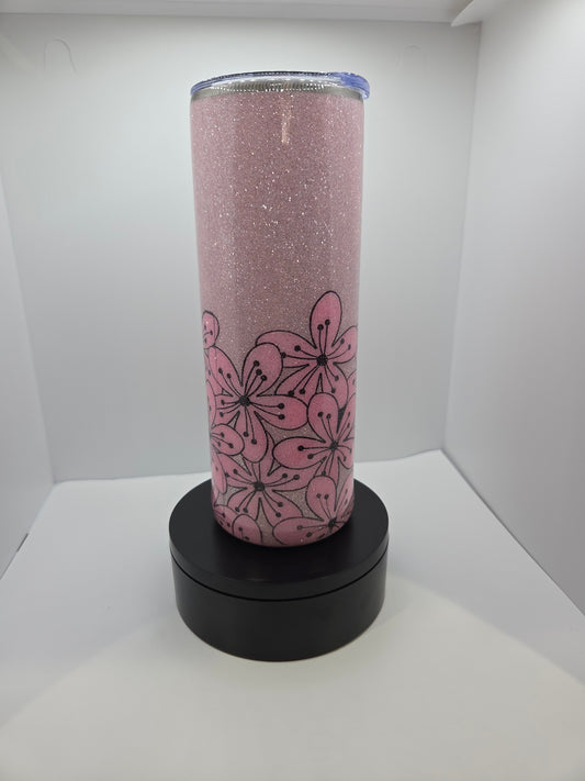 Pink Flowers 20oz Stainless steel cup